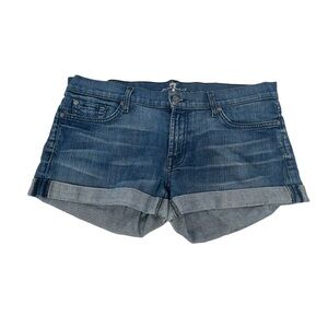 7 For All Mankind Cuffed Hem Jean Shorts Size 32 Women's